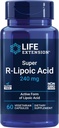 Επέκταση ζωής Super R-Lipoic Acid – Υγιής γήρανση, οξειδωτική άμυνα στρες – με 240 mg ενεργού R-Form R-Lipoic Acid – Χωρίς γλουτένη – Μη ΓΤΟ – Χορτοφαγικά – 60 κάψουλες