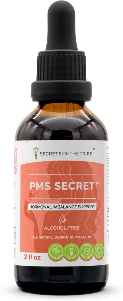 PMS Secret Alcohol-Free, Glyceriite Black Cohosh, Cramp, Vitex, Valerian, Dandelion, Chamomile, St. John's Wort. Βάμμα, εκχύλισμα βοτάνων Ορμονική Ανισορροπία Υποστήριξη 2 OZ
