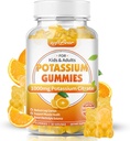 softbear Κάλιο Citrate 1000mg, Ζάχαρη Χωρίς Κάλιο Gummies για ενήλικες Υποστήριξη Πόδι Cramps & Μύες Υγεία Υψηλή ισχύς Συμπληρώματα καλίου Gummies Πορτοκαλί Γεύση 60 Count