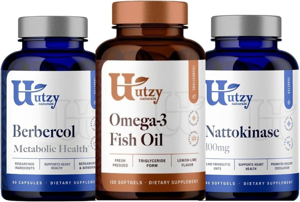 Utzy Naturals Berbercol 500mg Citrus Bergamot (ως Bergamonte) & Berberine, Nattokinase 