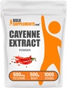 BulkSupplements.com Cayenne Pepper Extract Powder - συμπλήρωμα καψαϊκίνης, Capsicum Extract - 500mg εκχύλισμα καγιέν ανά σερβίρισμα, συμπλήρωμα καγιέν - Χωρίς γλουτένη (500 γραμμάρια - 1.1 lbs)
