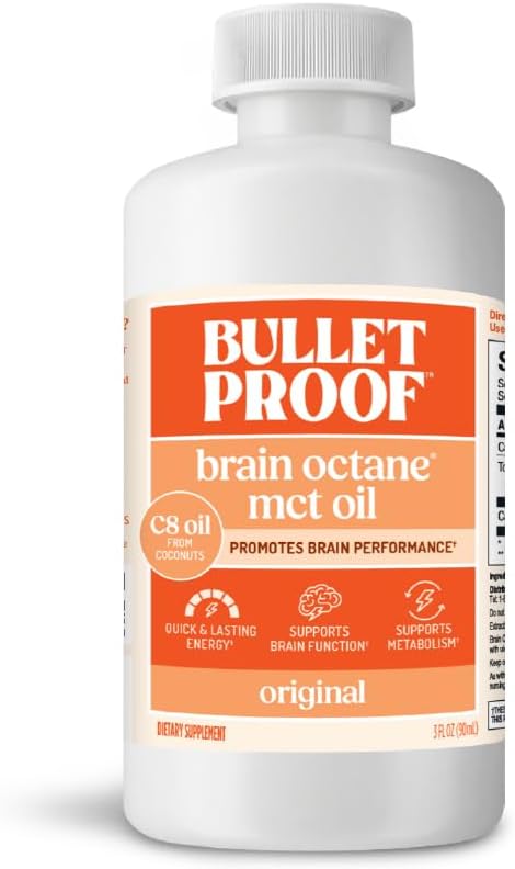 Bulletproof Brain Octane C8 MCT Oil Travel Size, 3 Ounces, Keto Supplement for Sustained Energy and Fewer Cravings