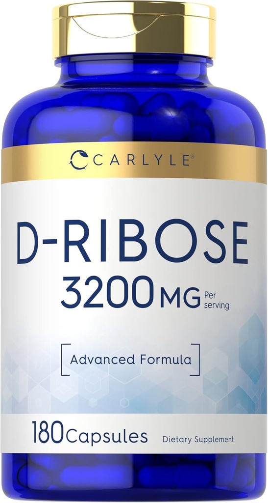Carlyle D-Ribose Capsules | 3200mg | 180 Pills | Advanced Formula | Non-GMO, Gluten Free Supplement