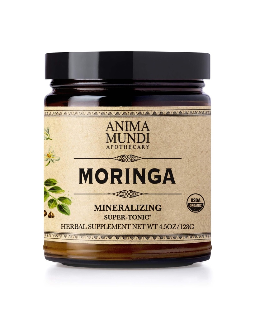 Anima Mundi Αποθετήριο Moringa Leaf Powder - Pure Organic Rainforest Superfood - Συμπλήρωμα Ενεργειακής Υποστήριξης, Φυσική & Μη ΓΤΟ Πράσινη Σκόνη (6oz / 170g)