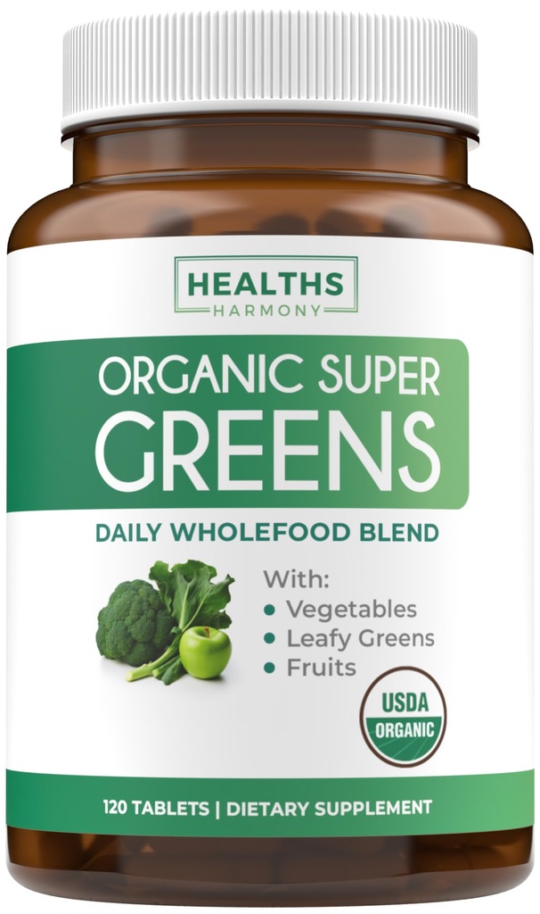 USDA Organic Super Greens Supplement - Βιολογικά Πράσινα Φρούτα και Συμπλήρωμα λαχανικών για Ενήλικες με 28 Superfood Complex με Superfruits Roots Herbs & More - Vegan & Non-GMO (Μέχρι 2 Μήνες Προσφορά)