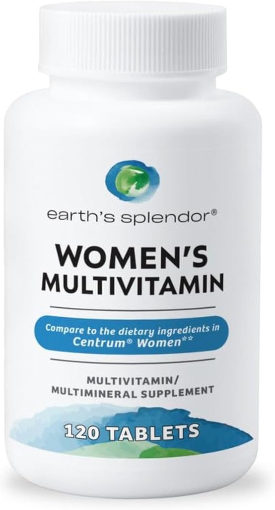 Earth's Splendor Women's Multivitamin, Overall Wellness Support, Multimineral Supplements, Helps Support Metabolism, Vitamin B12, Vitamin A, C, D, E, K, B6, Biotin (120 Immune Support Tablets)