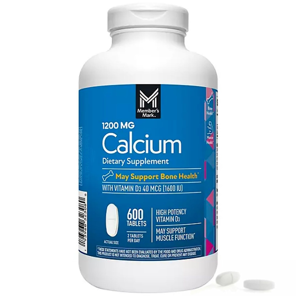 Τα μέλη Mark Calcium με δισκία βιταμίνης D3, 600 ct. - Υποστηρίζει την υγεία των οστών και των μυών - Υψηλής ισχύος ασβέστιο 1200 mg & βιταμίνη D3 40 mcg