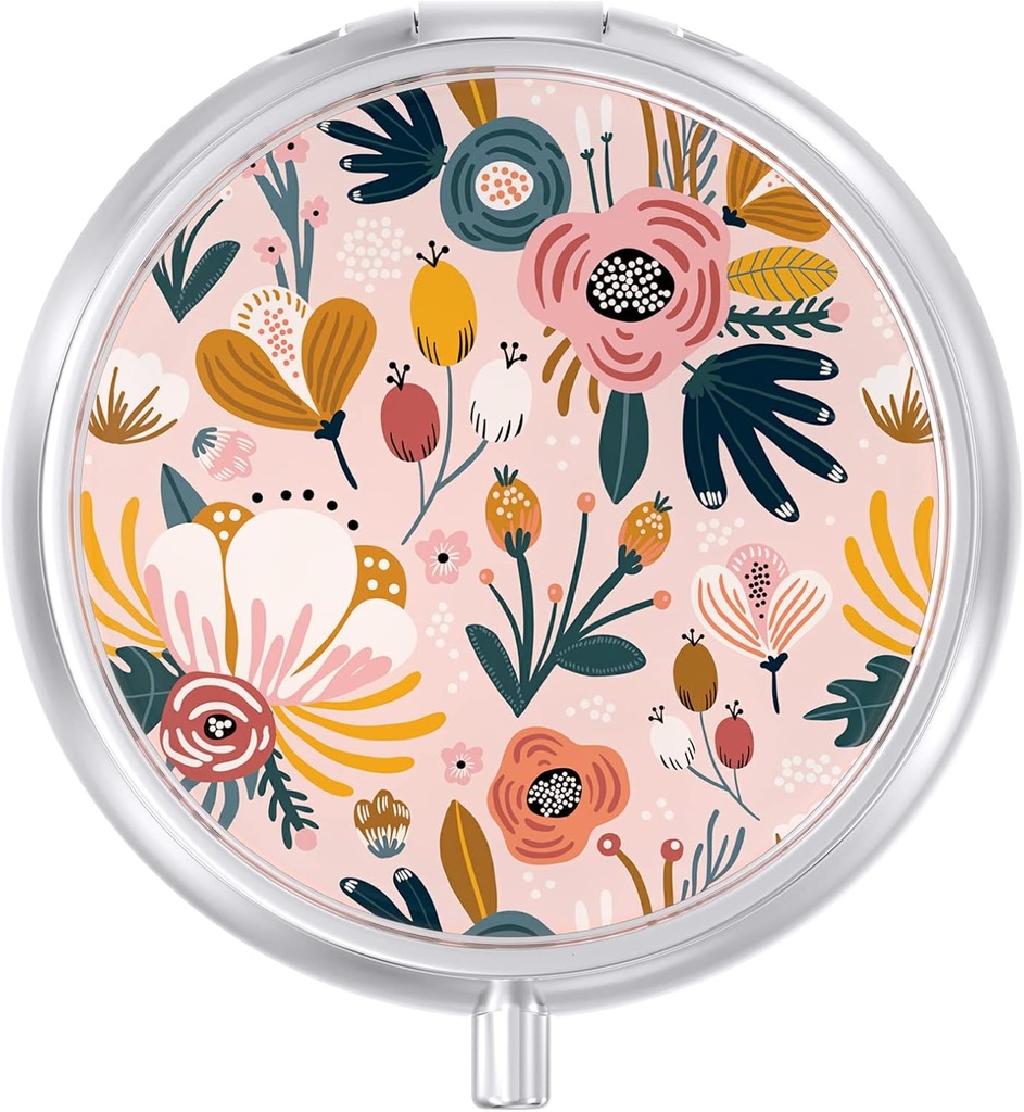 Θήκη χαπιών, Χαριτωμένο κουτί ταξιδιών για το πουρμπουάρ, Moisture Proof Μικρός κάτοχος ιατρικής, Φορητό Pocket Medicine Organizer για να κρατήσει βιταμίνες, Cod Liver Oil, Συμπληρώματα, ροζ λουλούδι