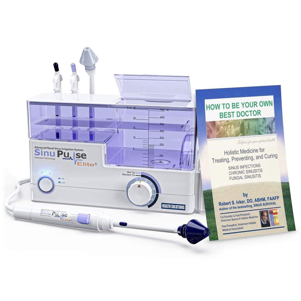 SinuPulse Elite Advanced Nasal Irigation System, Pulsating Nasal Confestion Relief & Sinus Rinse Machine, πιο αποτελεσματικό από το Neti Pot, Nose Spray ή Nasal Wash Bottle, με 30 SinuAir πακέτα