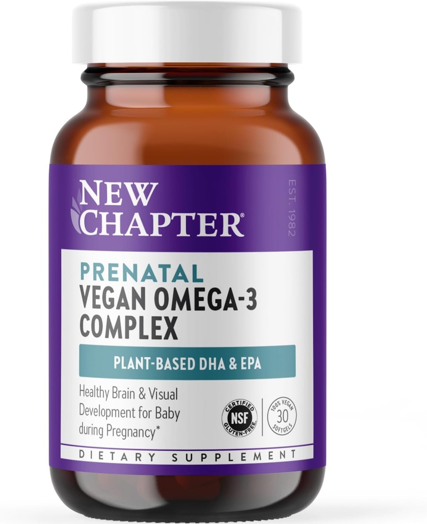 Νέο κεφάλαιο Vegan Prenatal DHA, EPA, και συμπλήρωμα DPA - Prenatal Vegan Omega-3 Complex για υγιή εγκέφαλο & ανάπτυξη ματιών κατά τη διάρκεια της εγκυμοσύνης - 30 Softgels