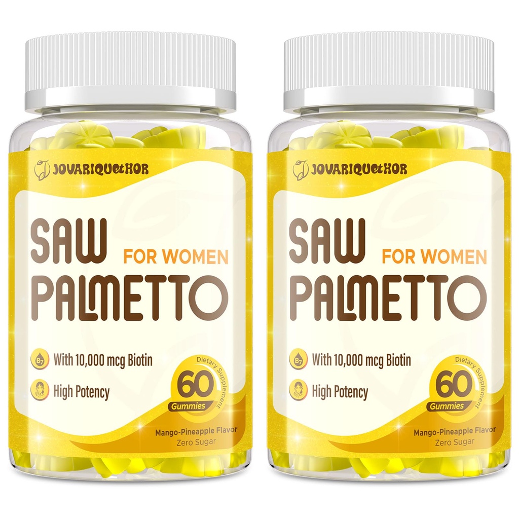 Saw Palmetto για τις γυναίκες - DHT Blocker Hair Growth Supplement - 500mg Poent Saw Palmetto Gummies για τα μαλλιά, το δέρμα, τα νύχια, Urinary Wellness - Mango-Pineapple Flavor - 120 Gummies