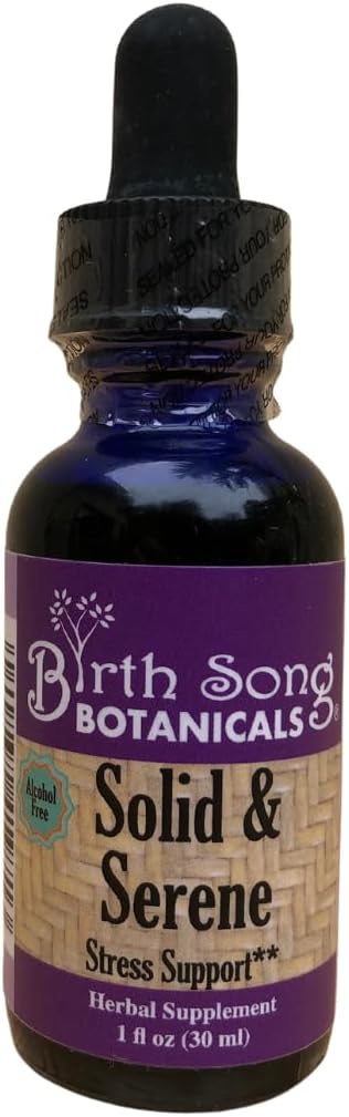 Birth Song Botanicals Solid & Serene Herbal Stress and Mood support Βάμμα – Χαμομήλι, Πάθος άνθος, Βαλεριάνας Υγρές σταγόνες για υποστήριξη στρες – Μη-Habit Forming Φυσικό συμπλήρωμα