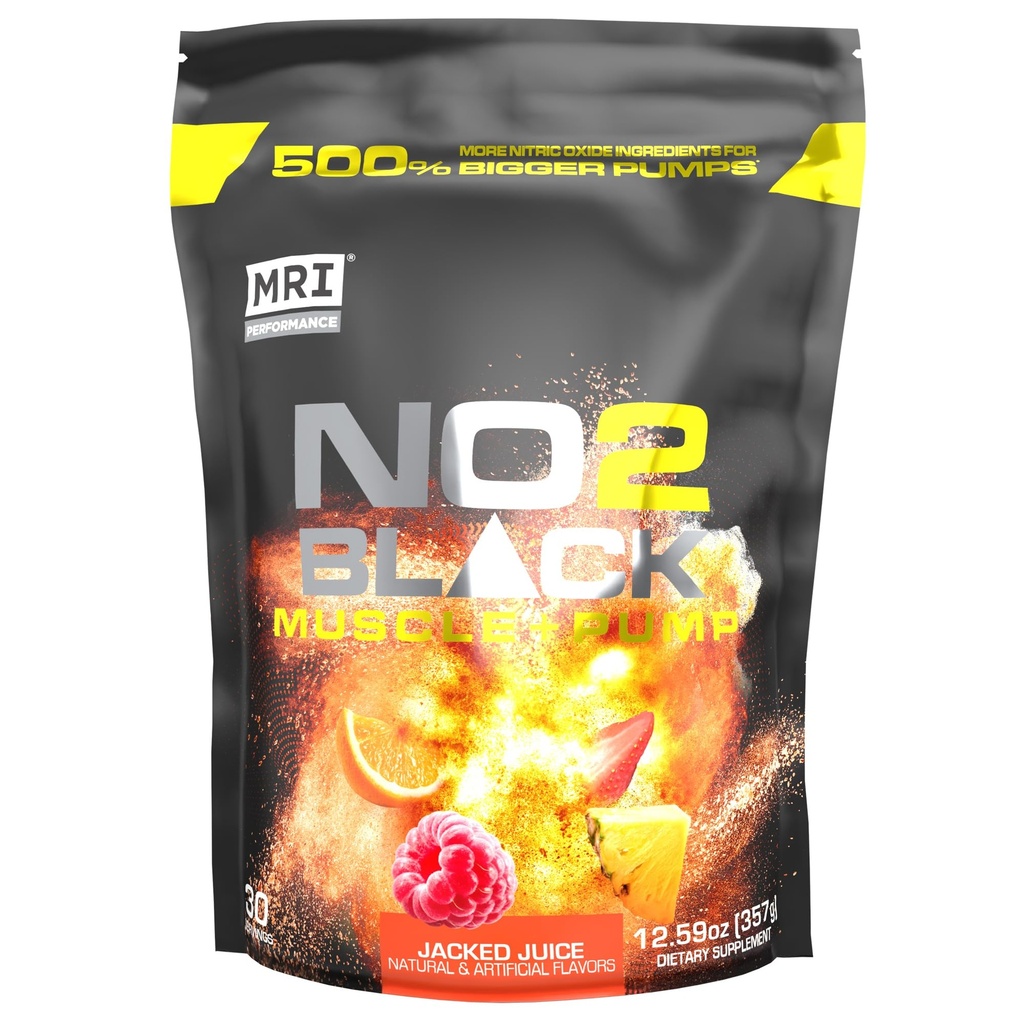 MRI NO2 Black Nitric Oxide Supplement for Pump, Mus Growth, Vasculality & Energy - Ισχυρή Stim-Free Προ-Workout με Κιτρουλίνη (30 σερβιέτες) (Jacked Juice)