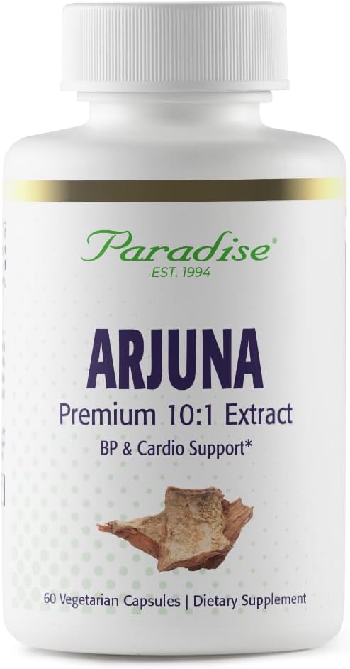 Paradise Herbs Arjuna, Καρδιαγγειακή Υποστήριξη, Συντήρηση της Πίεσης του Αίματος, Υγεία της Καρδιάς, Συμπλήρωμα Αντιοξειδωτικών, Vegan, Μη ΓΤΟ, Χωρίς Γλουτένη, 60 κάψουλες χορτοφάγων