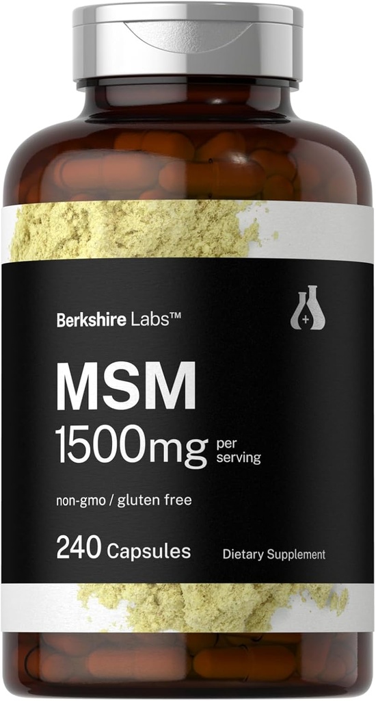 Horbäach MSM Capsules 1500mg | 240 Count | Non-GMO, Gluten Free Supplement | Berkshire Labs