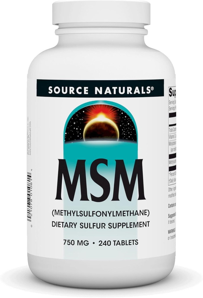 Source Naturals MSM (μεθυλοσουλφονυλομεθάνιο), 750mg - 240 δισκία