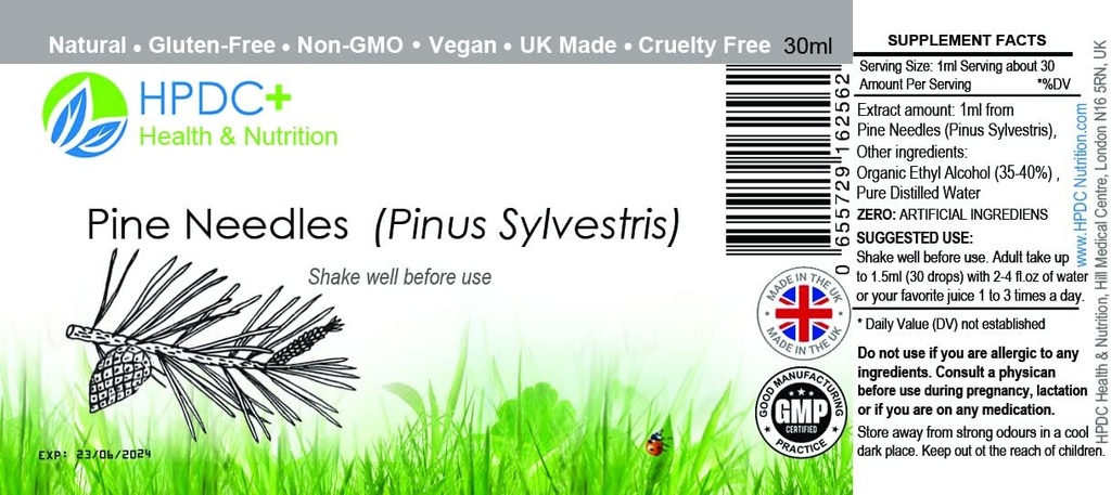 HPDC+ Υγεία & Διατροφή Βελόνες Πεύκου Φυσικό Υγρό Εκχύλισμα Βάμμα Υψηλή σε Βιταμίνη C, βιοφλαβονοειδή, αντιοξειδωτικά, σικιμικό οξύ (30ml / 1.01 fl oz)