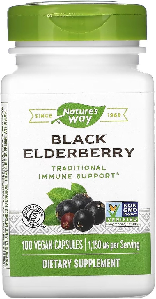 Nature's Way Black Elderberry 100 capsules Pack of 3