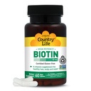 Country Life Βιταμίνες Υψηλής Ισχύος Βιοτίνη 10, 000 mcg (10 mg), 60 Count - Συμπλήρωμα για τα μαλλιά, Scalp & Nails - Πιστοποιημένα Χωρίς Γλουτένη