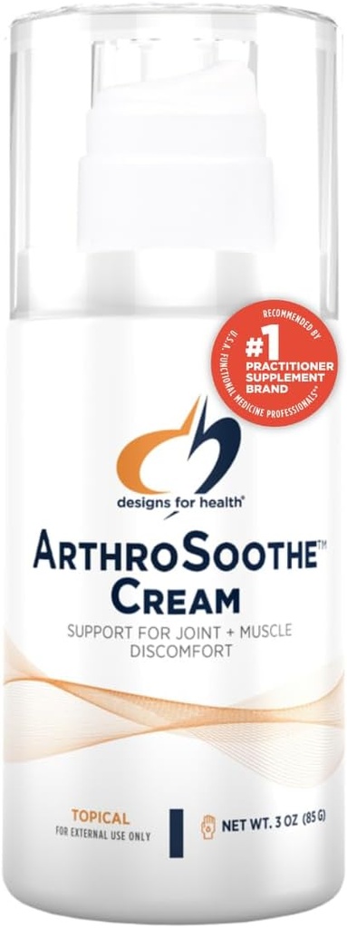 Designs for Health ArthroSoothe Cream - Μυϊκή & Κοινή Υποστήριξη Topic Lotion - Χαρακτηριστικά Υαλουρονικό Οξύ & Γλυκοζαμίνη - Φτιαγμένο με μέντα, Ευκάλυπτο & Αιθέρια έλαια Tea Tree - Non-GMO - 3 oz