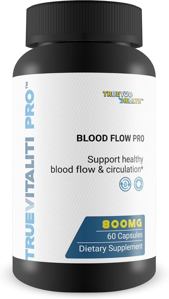 True Vitaliti Pro Blood Flow Pro L-αργινίνη - Best Circulation Συμπληρωματικό για την Αληθινή Ζωτικότητα Αρσενική ροή αίματος & Κυκλοφορία Υγεία - L-αργινίνη Mens Circulation Συμπλήρωμα - Βοήθεια Ροή αίματος