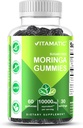 Vitamatic Sugar Free Moringa Gummies – 10.000 mg Ισοδύναμο ανά σερβίρισμα (από 200 mg των 50:1 Extract) – Green Superfood Supplement – 60 Pectin Based Vegan Gummies – Χωρίς ζάχαρη Προστέθηκε