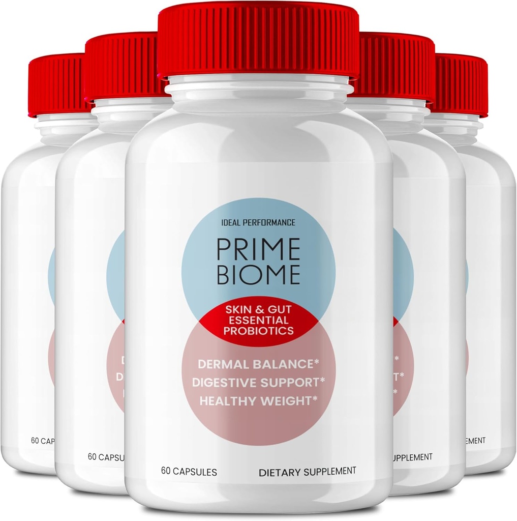 Prime Biome Gut Κάψουλες Υγείας, PrimeBiome Healthy Skin Supplement Pills, Prime Biome Advanced Formula - Maximum Strength All Natural Health & Wellness Pills, PrimeBiome Reviews (5 Pack)