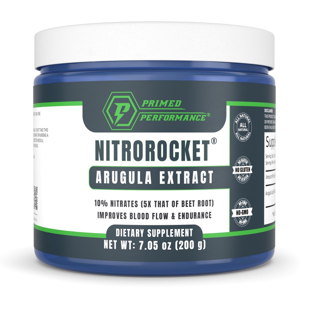 NitroRocket Nitric Oxide Supplement – Ενισχύστε την κυκλοφορία, τη ροή του αίματος, την αντοχή και την ενέργεια – Plant-based Nitrate Booster για άνδρες και γυναίκες – 200g σκόνη