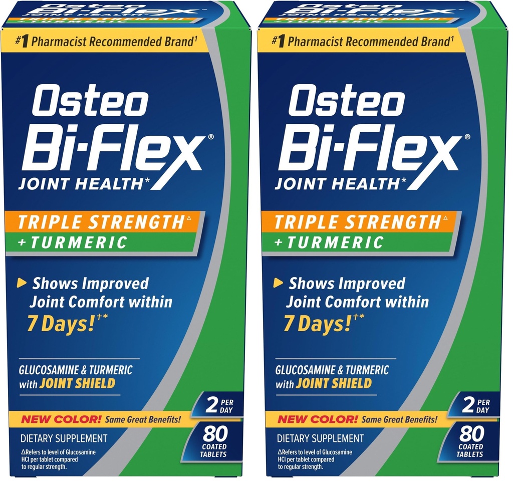 Osteo Bi-Flex Triple Strength Glucosamine with Turmeric, Joint Health Supplement, Επικαλυμμένα δισκία, Original Version, 80 Count (Pack of 2)