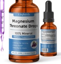 Μαγνήσιο Thereonate Liquid 500mg, για ενήλικες &Kids, βάση γλυκερίνης λαχανικών με καλύτερη διάλυση, Best Mg για την υγεία του εγκεφάλου, το άγχος και την ανακούφιση των μυών, Nerve Health, μη GMO, χωρίς γλουτένη, Vegan, 2 FL.OZ.