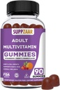 Χορτοφαγική Gummy Multivitamin for Women & Men - Καθημερινή Ανδρική & Γυναικεία Πολυβιταμίνη με Βιταμίνες: A C D E B6 B12, Βιοτίνη & Ψευδάργυρος - Πλήρης Βιταμίνη Φόρμουλα - 90 Count