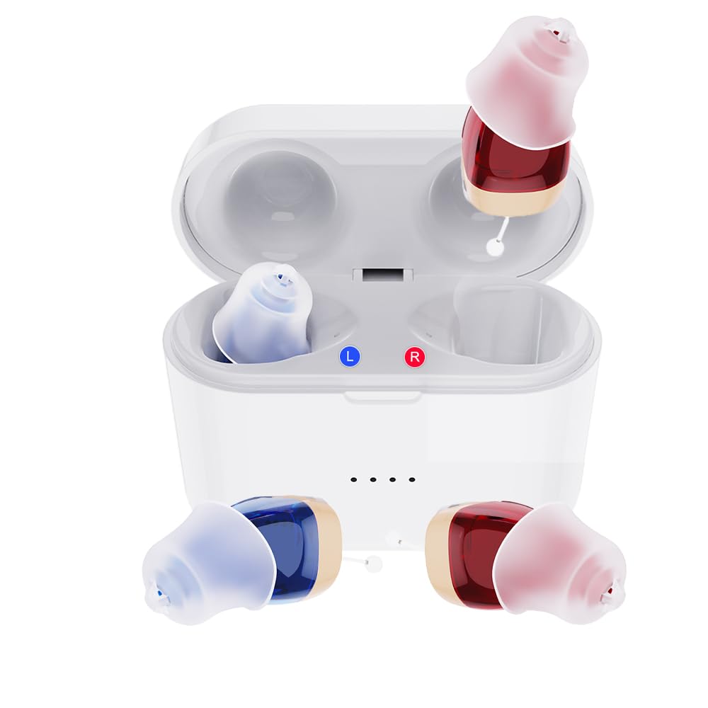 Βοηθήματα ακοής για ηλικιωμένους, επαναφορτιζόμενο ακουστικό 10 Κανάλι μίνι συσκευή ακοής με θόρυβο Ακύρωση Ενισχυτές ακοής για ενήλικες με υπόθεση φόρτισης