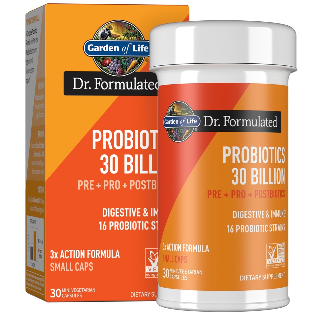 Garden of Life Dr Formulated Once Daily 3-in-1 Complete Probiotics, Prebiotics & Postbiotics - PRE + PRO + POSTBIOTIC Συμπλήρωμα για την Πειθαρχική & Ανοσοποιητική Υγεία των ενηλίκων, 30 δισεκατομμύρια CFU, 30 ημέρες προσφοράς