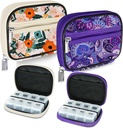 Serfeymi Weekly Travel Pill Organizer Pill Case for Purse with Removable 7 Day Pill Box, Fashionable Travel Medicine Organizer Pill Container for Medicine, Vitamin, Συμπλήρωμα - Bloom 01 + Purple 01
