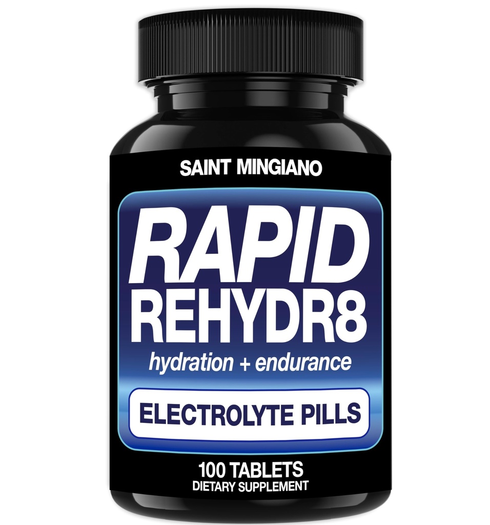 Rapid Rehydr8 Electrolyte Supplements – Aid in the Prevention of Cramping and Supports Muscle Endurance and Recovery - 100 Easy to Swallow Capsules