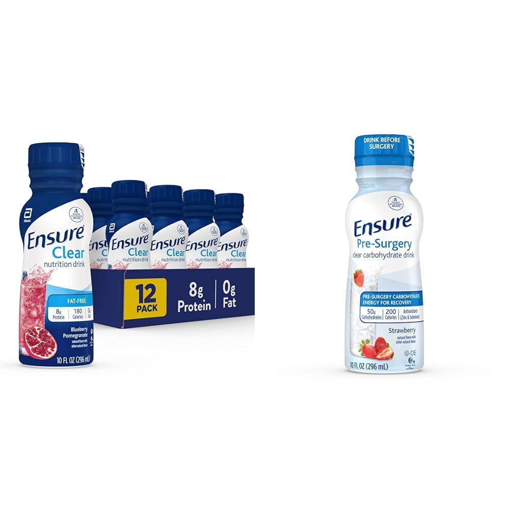 Εξασφαλίστε Liquid Clear Nutrition Drink, 0g λίπος, 8g πρωτεΐνης, βατόμουρο Ρόδι & Εξασφαλίστε την προ-χειρουργική, Clear Carbohydrate Drink, Φράουλα, 10 fl Oz (πακέτο των 4)