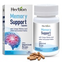 HERBION Naturals Κάψουλες υποστήριξης μνήμης, βοηθά στη βελτίωση της λειτουργίας του εγκεφάλου & απών μυαλό, διατηρεί υγιή επίπεδα διάθεσης με Ginkgo Biloba, για ενήλικες, 60 κόμης, πακέτο του 1