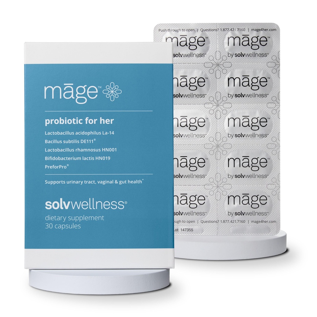 Māge by Solv Wellness Probiotic for Her, Daily Women’s Prebiotic and Probiotics Blend Συμπληρώματα διατροφής για Digestive, Κολπική PH Ισορροπία, υποστήριξη υγείας ούρων, 30 κάψουλες