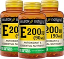 MASON ΦΥΣΙΚΗ Βιταμίνη Ε 90 mg (200 IU) - Αντιοξειδωτικό και Ουσιαστικό Θρεπτικό, Υγιές Ανοσοποιητικό Σύστημα, Δέρμα και Μάτια, Συμπληρώματα Σώματος, 100 Softgels (Συσκευασία των 3)