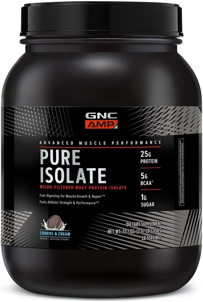 GNC AMP Pure Isolate Whey Protein - Cookies & Cream (28 μερίδες)