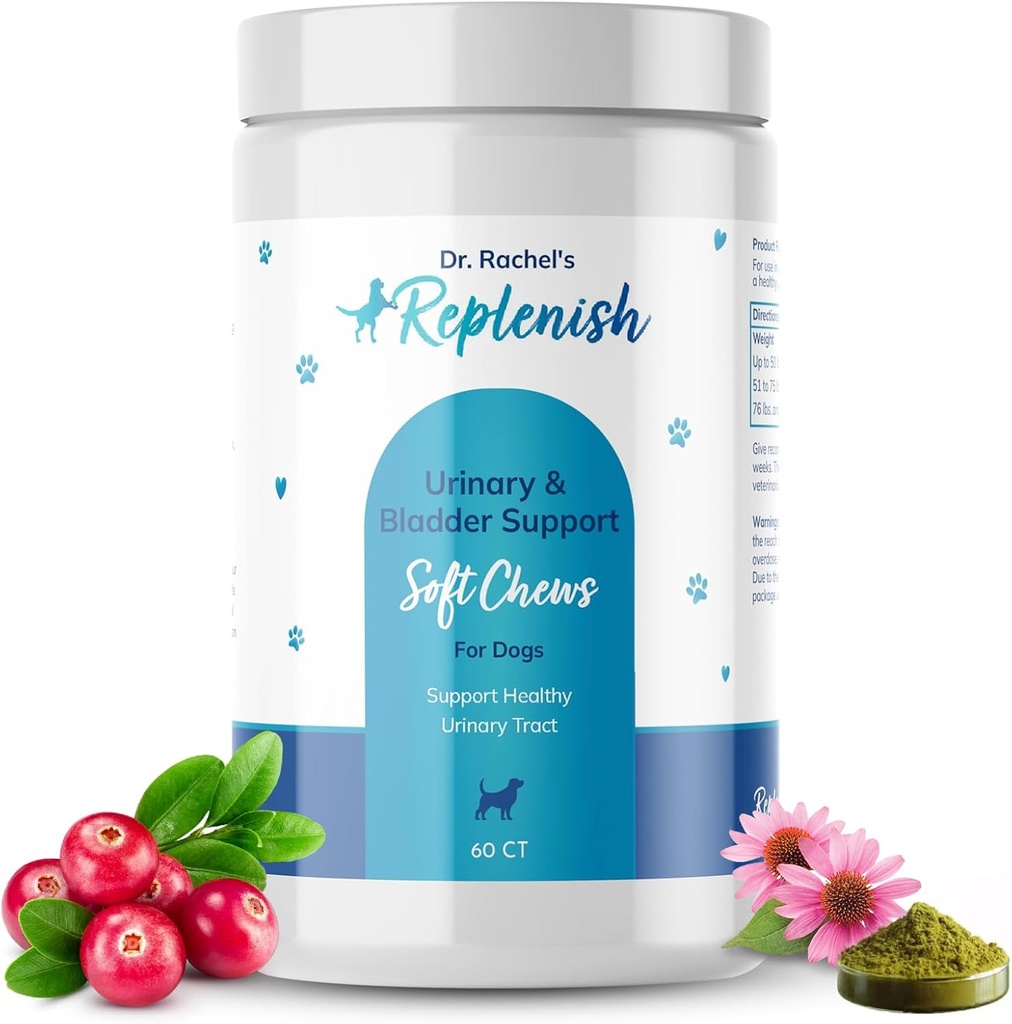 Replenish Urinary Tract Chews for Dogs - Cranberry Extract Chews - Dog UTI Treatment - Immune System Boost - Dog Urinary Health Chews for Senior Dogs - Bladder Support Chews - 60 Counts