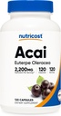 Nutricost Acai Extract 2.200mg, 120 κάψουλες χορτοφάγων (Euterpe Oleracea) από 550mg του 4:1 Extract - Μη ΓΤΟ, Χωρίς γλουτένη