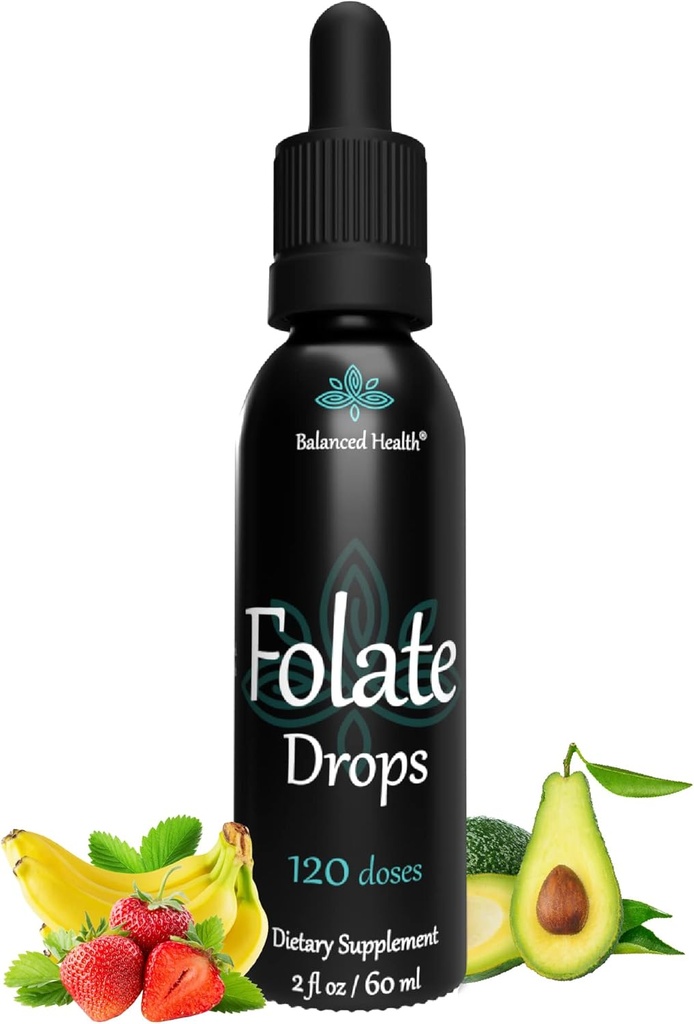 Folate Drops - 120 μερίδες, 2 ουγκιά, γεύση βουτύρου, 500mcg L-5-MTHF Συμπλήρωμα φυλλικού οξέος