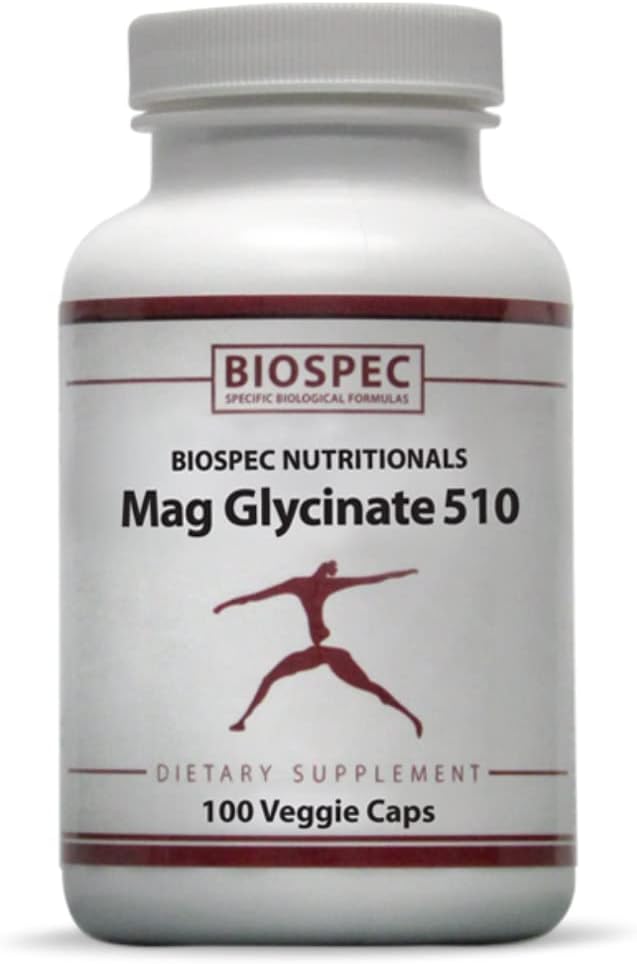 Biospec Διατροφικά Mag Γλυκινικό 510 – Γλυκινικό μαγνήσιο – Συμπλήρωμα διατροφής για το στρες, την υγεία της καρδιάς, τα νεύρα, τους μυς, την ενέργεια και τον μεταβολισμό * - (100 κάψουλες)