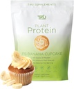Πρωτεΐνες με βάση το TRU, BCAA, EAA, 20g Vegan Brown Rice & Pea Protein, 100 θερμίδες, 27 βιταμίνες, χωρίς τεχνητές γεύσεις 25 σερβιρίσματα (Peanut Butter Banana Cupcake)