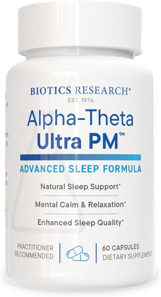 Biotics Research Alpha Theta Ultra PM L Theanine, Passionflower, Lemon Balm, Υποστηρίζει GABA, Σεροτονίνη, Ρυθμούς Circadian, 60 Κάψουλες
