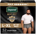 Εξάρτηση Real Fit Adult Diaspers, Ακράτεια Εσώρουχα για τους άνδρες, Disposable, Maximum Absorbency, Large/Extra Large, 52 Count (2 συσκευασίες των 26), Συσκευασία May Vary