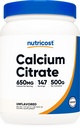 Nutricost Citrate Calcium Citrate Powder (500 Grams) (Άγευστη) - Αμιγές Κιτρικό ασβέστιο, χωρίς πληρωτικά, Χωρίς γλουτένη (1.1lbs)