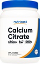 Nutricost Citrate Calcium Citrate Powder (500 Grams) (Άγευστη) - Αμιγές Κιτρικό ασβέστιο, χωρίς πληρωτικά, Χωρίς γλουτένη (1.1lbs)