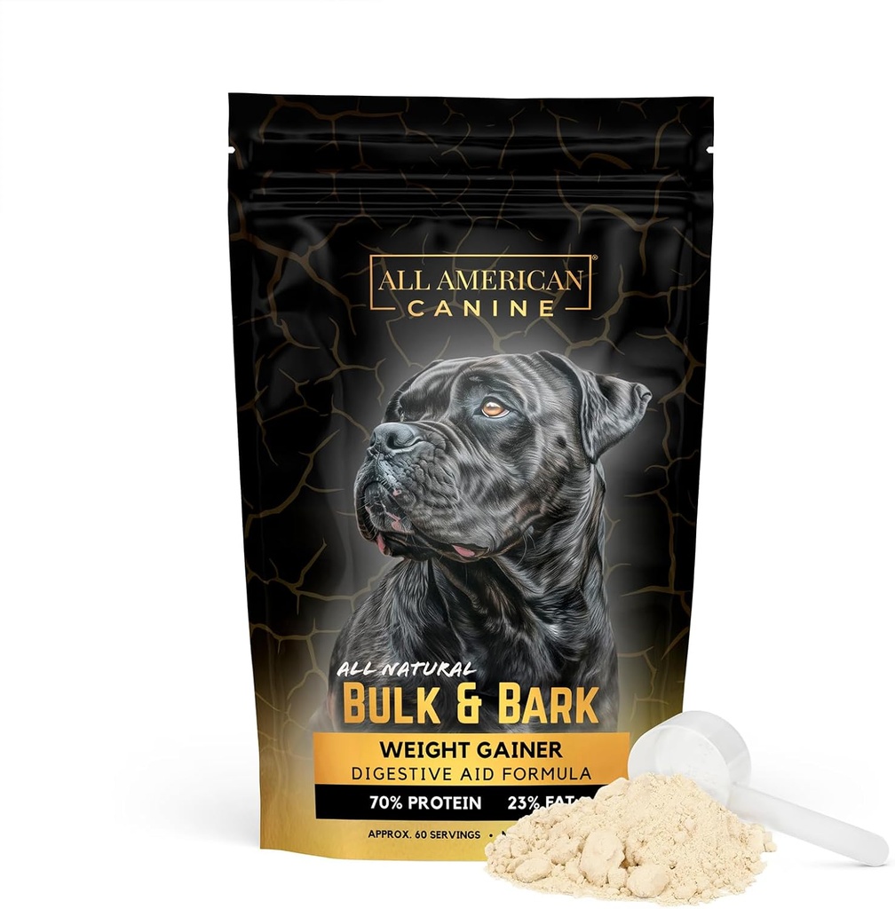 Dog Weight Gainer + Digestive Aid Formula, Natural Health Supplement Food Topper, Weight Gain Supplements for Dogs, & Dog Muscle Builder - 60 Servings